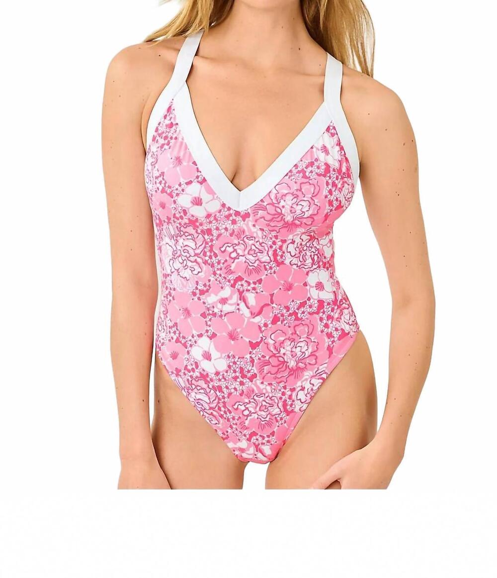 NEW LILLY PULITZER nioma one piece swimsuit in conch shell pink burst of joy